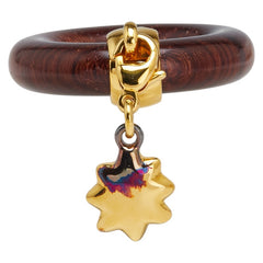 エルメス 星を巡る旅展 スカーフリング ブラウン ゴールド ウッド メッキ レディース HERMES 【中古】