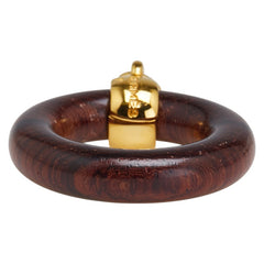 エルメス 星を巡る旅展 スカーフリング ブラウン ゴールド ウッド メッキ レディース HERMES 【中古】