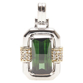 Pt900 プラチナ K18YG イエローゴールド コンビ トルマリン2.91ct ダイヤ0.10ct スクエア ペンダントトップ レディース 【中古】