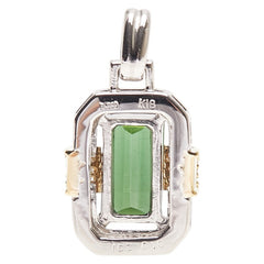 Pt900 プラチナ K18YG イエローゴールド コンビ トルマリン2.91ct ダイヤ0.10ct スクエア ペンダントトップ レディース 【中古】