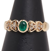 K18YG イエローゴールド エメラルド0.21ct ダイヤ0.12ct ハート モチーフ リング 指輪 レディース 15号 【中古】