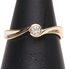 K18YG イエローゴールド ダイヤ0.10ct 1P リング 指輪 レディース 12.5号 【中古】