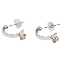 K18WG ホワイトゴールド ダイヤ0.36ct フープ スタッド ピアス レディース 【中古】