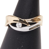 シルバー K18YG イエローゴールド Pt900 プラチナ コンビ ダイヤ0.10ct 田中貴金属 1P リング 指輪 レディース 13号 【中古】