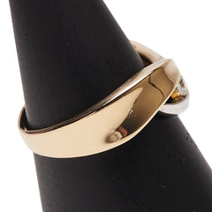 シルバー K18YG イエローゴールド Pt900 プラチナ コンビ ダイヤ0.10ct 田中貴金属 1P リング 指輪 レディース 13号 【中古】