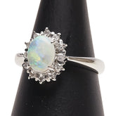 Pt900 プラチナ オパール ダイヤ リング 指輪 レディース 12号 【中古】