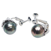 Pt900 プラチナ K14WG ホワイトゴールド コンビ 黒蝶真珠11mm イヤリング レディース 【中古】