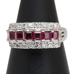 Pt900 プラチナ ルビー0.85 ダイヤ0.35ct リング 指輪 レディース 13号 【中古】