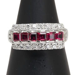 Pt900 プラチナ ルビー0.85 ダイヤ0.35ct リング 指輪 レディース 13号 【中古】