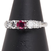 Pt900 プラチナ ルビー0.28ct ダイヤ0.68ct リング 指輪 レディース 11号 【中古】