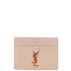 サンローラン YSLロゴ カードケース ピンクベージュ レザー レディース SAINT LAURENT 【中古】