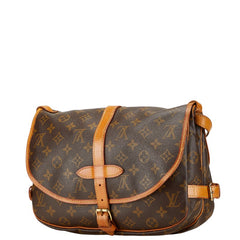 ルイ ヴィトン モノグラム ソミュールMM 斜め掛け ショルダーバッグ M40710 ブラウン PVC レザー レディース LOUIS VUITTON 【中古】