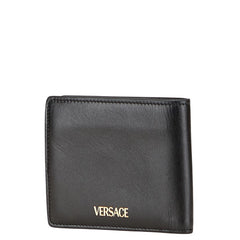 ヴェルサーチェ メドゥーサ 二つ折り財布 ブラック レザー レディース VERSACE 【中古】