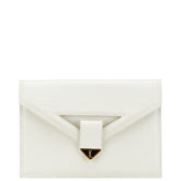 サンローラン YSLロゴ クラッチバッグ セカンドバッグ ホワイト ゴールド レザー レディース SAINT LAURENT 【中古】