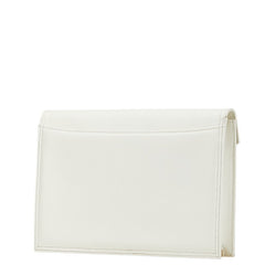 サンローラン YSLロゴ クラッチバッグ セカンドバッグ ホワイト ゴールド レザー レディース SAINT LAURENT 【中古】