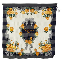 ディオール 花 フラワー モチーフ スカーフ ブラック ホワイト マルチカラー シルク レディース Dior 【中古】