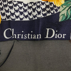 ディオール 花 フラワー モチーフ スカーフ ブラック ホワイト マルチカラー シルク レディース Dior 【中古】