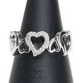 K18WG ホワイトゴールド ダイヤ0.10ct ハート モチーフ リング 指輪 レディース 12号 【中古】