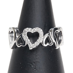 K18WG ホワイトゴールド ダイヤ0.10ct ハート モチーフ リング 指輪 レディース 12号 【中古】