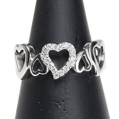 K18WG ホワイトゴールド ダイヤ0.10ct ハート モチーフ リング 指輪 レディース 12号 【中古】