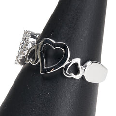 K18WG ホワイトゴールド ダイヤ0.10ct ハート モチーフ リング 指輪 レディース 12号 【中古】