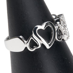 K18WG ホワイトゴールド ダイヤ0.10ct ハート モチーフ リング 指輪 レディース 12号 【中古】