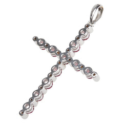 K18WG ホワイトゴールド ガーネット ダイヤ0.07ct クロス 十字架 モチーフ ペンダントトップ レディース 【中古】