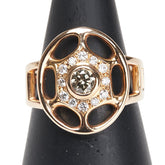 K18PG ピンクゴールド ブラウンダイヤ0.256ct ダイヤ0.18ct リング 指輪 レディース 13号 【中古】