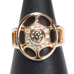 K18PG ピンクゴールド ブラウンダイヤ0.256ct ダイヤ0.18ct リング 指輪 レディース 13号 【中古】