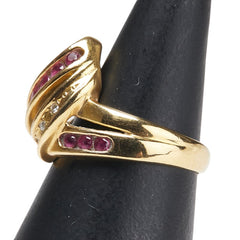 K18YG イエローゴールド ルビー ダイヤ リング 指輪 レディース 5号 【中古】