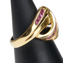 K18YG イエローゴールド ルビー ダイヤ リング 指輪 レディース 5号 【中古】
