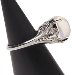 Pt900 プラチナ ウォーターオパール4.12ct ダイヤ0.32ct サンドブラスト リング 指輪 レディース 8.5号 【中古】