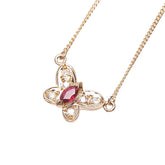 K18YG イエローゴールド ルビー ダイヤ 蝶 バタフライ モチーフ ネックレス レディース 【中古】
