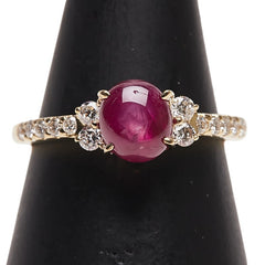 K18YG イエローゴールド スタールビー1.93ct ダイヤ0.24ct リング 指輪 レディース 9号 【中古】