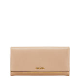 プラダ ロゴ 長財布 ベージュ サフィアーノレザー レディース PRADA 【中古】
