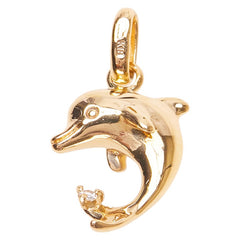 スタージュエリー K18YG イエローゴールド ダイヤ イルカ ドルフィン モチーフ ペンダントトップ レディース STAR JEWELRY 【中古】