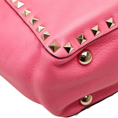 ヴァレンティノ ロックスタッズ ハンドバッグ ショルダーバッグ 2WAY ピンク レザー レディース VALENTINO 【中古】