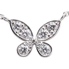 K18WG ホワイトゴールド ダイヤ0.234ct バタフライ 蝶 モチーフ ペンダントネックレス レディース 【中古】