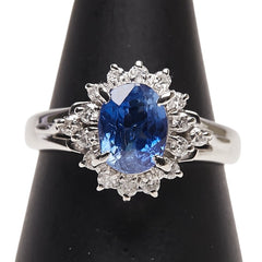 Pt900 プラチナ サファイア1.90ct ダイヤ0.30ct リング 指輪 レディース 12号 【中古】