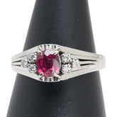 Pt900 プラチナ ルビー0.71ct ダイヤ0.12ct リング 指輪 レディース 18.5号 【中古】
