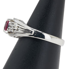 Pt900 プラチナ ルビー0.71ct ダイヤ0.12ct リング 指輪 レディース 18.5号 【中古】