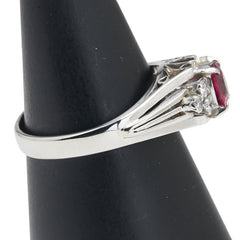 Pt900 プラチナ ルビー0.71ct ダイヤ0.12ct リング 指輪 レディース 18.5号 【中古】