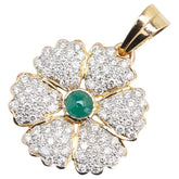 K18YG イエローゴールド エメラルド ダイヤ2.37ct 花 フラワー モチーフ ペンダントトップ レディース 【中古】