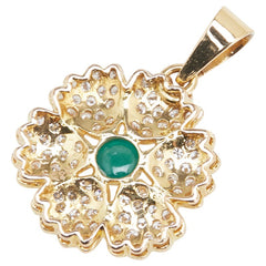 K18YG イエローゴールド エメラルド ダイヤ2.37ct 花 フラワー モチーフ ペンダントトップ レディース 【中古】