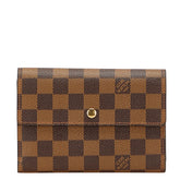 ルイ ヴィトン ダミエ ポルト トレゾール エテュイ パピエ 三つ折り財布 N61202 ブラウン PVC レザー レディース LOUIS VUITTON 【中古】