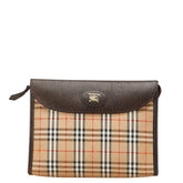 バーバリー ノバチェック シャドーホース クラッチバッグ セカンドバッグ ベージュ マルチカラー キャンバス レザー レディース BURBERRY 【中古】