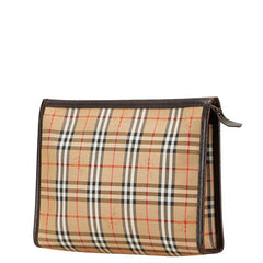 バーバリー ノバチェック シャドーホース クラッチバッグ セカンドバッグ ベージュ マルチカラー キャンバス レザー レディース BURBERRY 【中古】