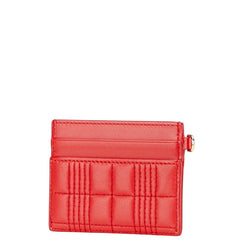 バーバリー TB モノグラム キルティング カードケース レッド ゴールド レザー レディース BURBERRY 中古