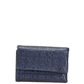 ロエベ アナグラム 二つ折り財布 ネイビー レザー レディース LOEWE 【中古】