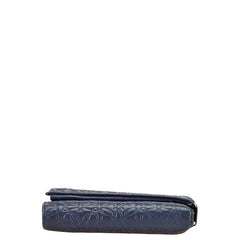 ロエベ アナグラム 二つ折り財布 ネイビー レザー レディース LOEWE 【中古】